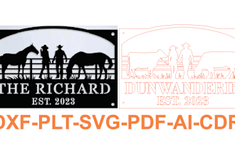 draw professional laser cutting file dxf svg ai cdr plt