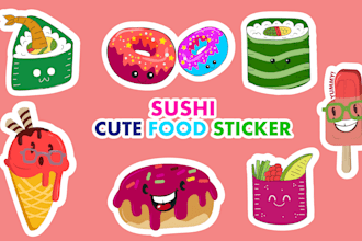 design cute food sticker, planner sticker, doodle stickers
