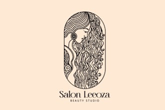 design hand drawn feminine line art boho logo design