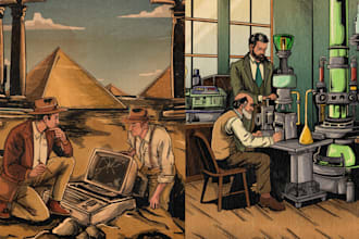 draw vintage retro art illustration