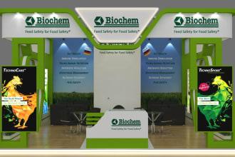 create 3d exhibition stall, stand and kiosk design for events