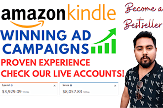 create winning amazon kdp ads campaigns and do kdp marketing, keyword research
