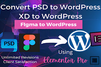 convert figma to wordpress and psd xd to wordpress using elementor pro