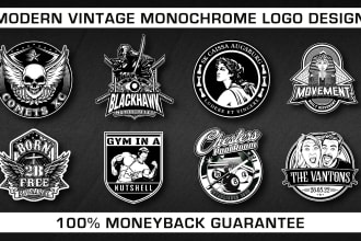 design modern retro monochrome logo in 24 hours