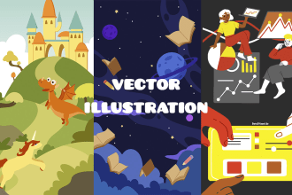 create custom vector illustration, background, flat for web
