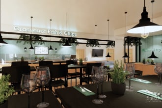 render a realistic visualization for restaurant or bar
