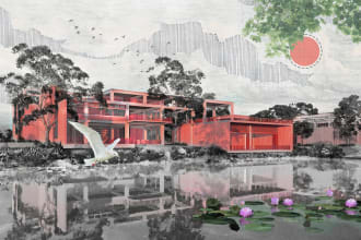 create architectural collage style render using photoshop
