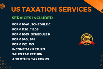 prepare US tax return 1040, 1065, w2, 1120 schedule c