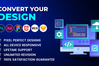 convert figma, psd , adobe xd to wordpress using elementor