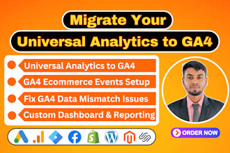 setup ua to ga4 migration, google analytics 4, and ecommerce tracking with GTM