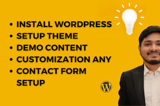 install wordpress, setup theme, demo content, customization