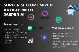write surfer SEO optimized content with jasper ai or jervis
