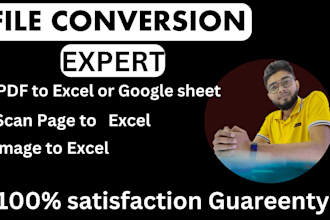 convert PDF to excel, scan pages to excel or google sheet