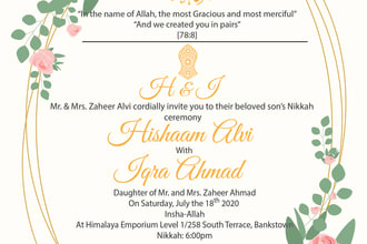 design arabic wedding and nikah invitation ceremony cards