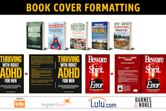do book cover formatting of ebook paperback hardcover or acx for amazon kdp