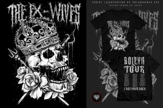draw dark art illustration for metal t shirt merchadise