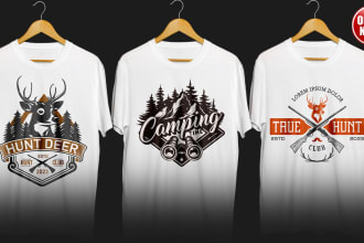 do vintage, outdoor, camping, hunting, adventure, custom graphic t shirt design