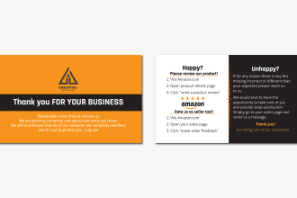 design amazon thank you card, product insert within 4 hrs