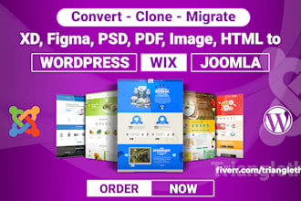 design convert figma psd xd pdf html image sketch to wordpress joomla wix