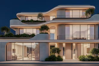 design modern villa exterior with high quality 3d rendering