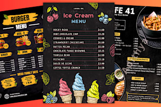 design unique freestyle chalkboard menu, poster, flyer
