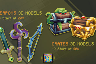 create 3d models, weapons, crates, entities, armors for minecraft