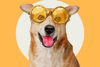 draw custom cartoon pet portraits of dogs cats or any pets
