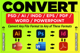 convert any files to indesign photoshop illustrator PDF eps PSD ai PPT