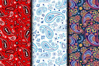 create paisley, bandana, damask pattern design for your textile and fabric print