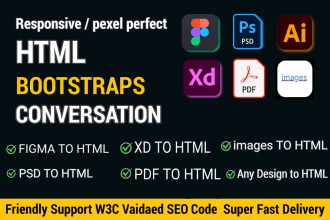convert PSD to html figma to html xd to html any design to html