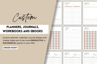 design custom planner, calendar, journal design, tracker or ebook on canva