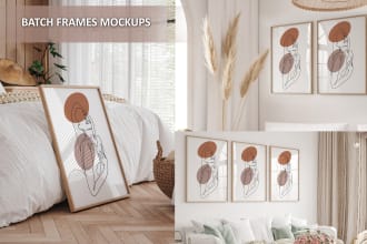 place your product photo, image or wall art design into realistic frame mockups