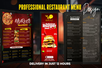 design awesome restaurant menu, food menu and digital menu board