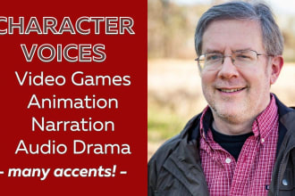 record accented video game and animation character voices