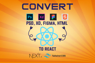 convert figma to react or next js, psd to react, xd to react