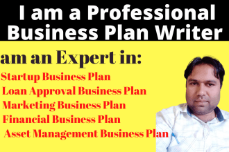 write business plans, financial plans, marketing plans for startup,loan approval