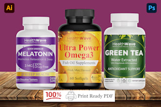 do product label design for supplement hemp cosmetic food packaging box