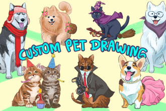 draw a cute portrait of your pets wearing any items