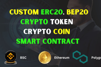 create custom erc20, bep20,trc20 crypto token crypto coin smart contracts