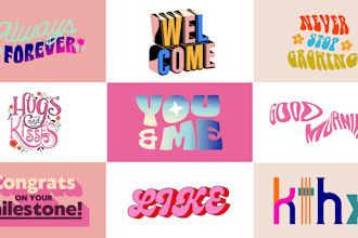 do cursive hand lettering retro, hippie, wordmark, text typography