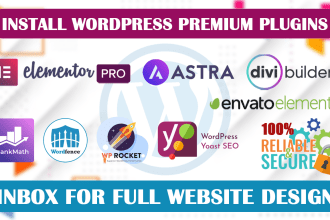 install elementor pro, astra pro, rank math premium wordpress plugins