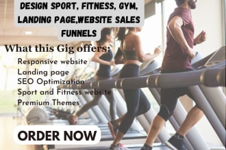 design sport, fitness, gym workout landing page and website