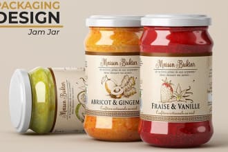 design hand drawn packaging jar jam honey for print
