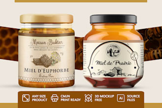 design hand drawn packaging jar jam honey for print