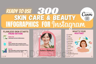do 300 skincare and beauty infographics instagram posts with canva source file