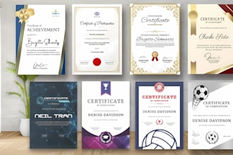 do premium certificate design unique certificate or diploma design
