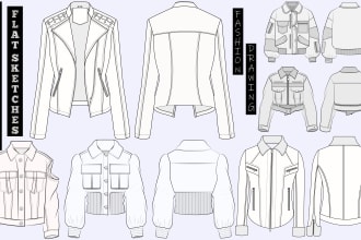 do technical flat sketches and fashion flats