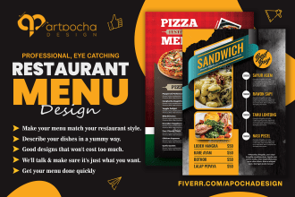 do professional food menu design for your restaurant or cafe