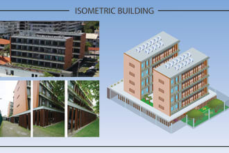 draw unique vector and isometric building illustrations