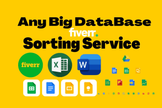 data entry, cleaning, duplicate, web research, big database sorting